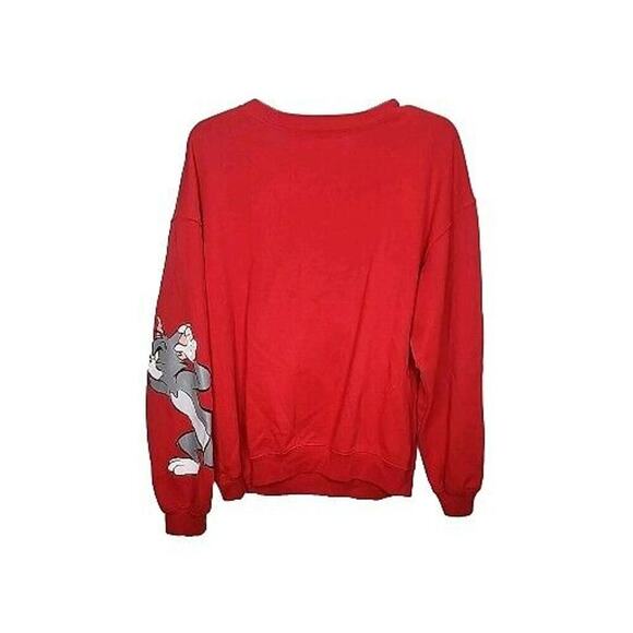 Vintage Tom And Jerry Red Crew Neck Long Sleeve Pullover Sweatshirt Large 11-13 - Picture 2 of 5